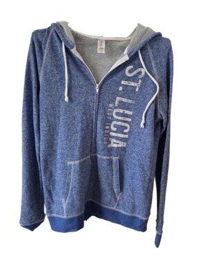 Pimatee Blue Full Zip Hoodie with "St. Lucia West Indies" Print